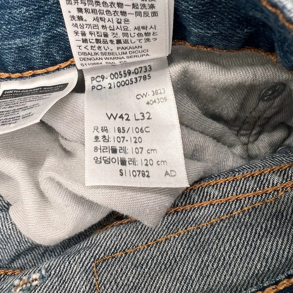 Levis 559 Relaxed Straight Jeans Mens 42x32 Medium‎ Wash Blue Denim 100% Cotton